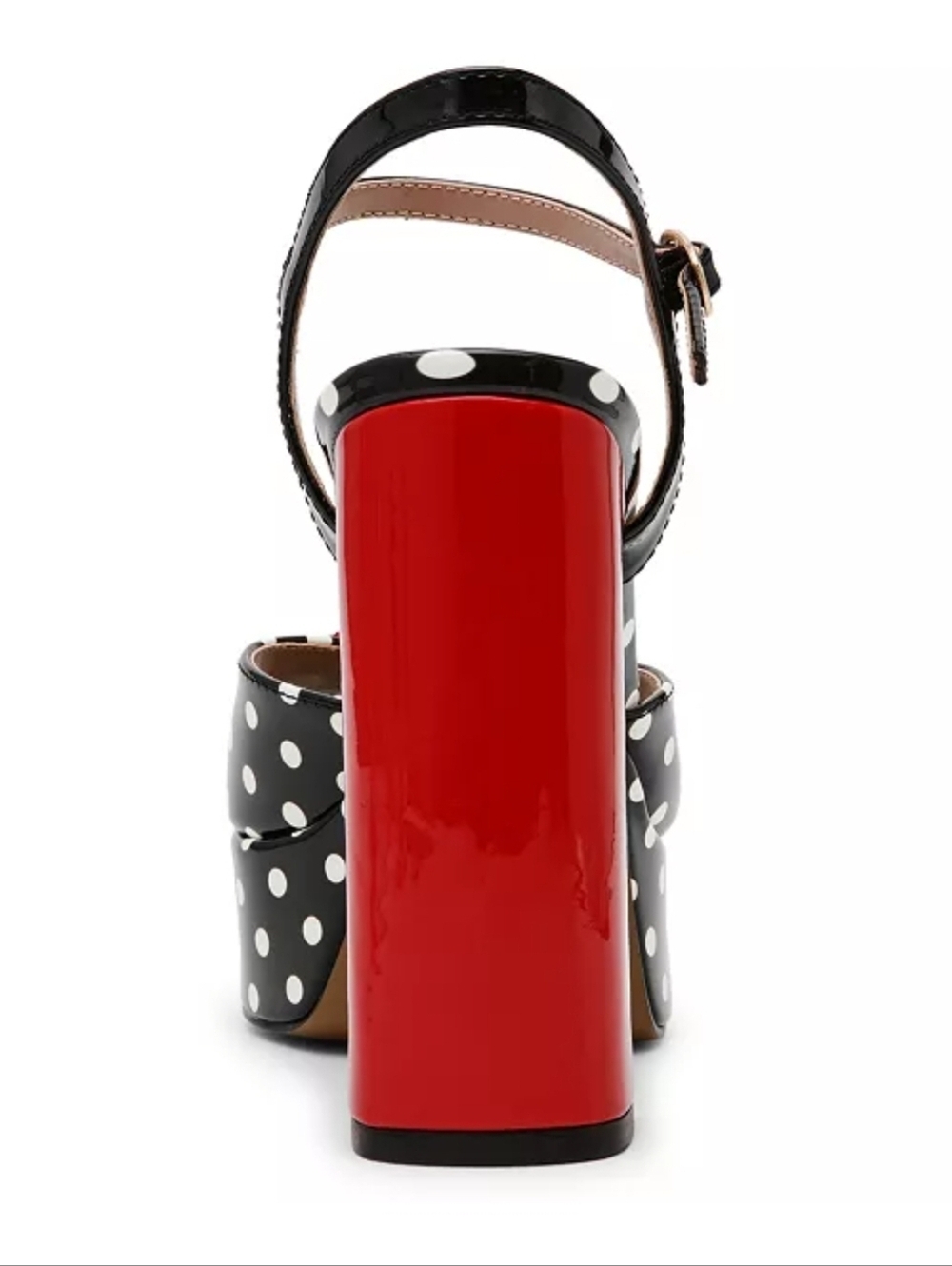 🖤▪️Betsey Johnson▪️ Black & White Allyson Polka Dot Platform Red Lip Sandal - Picture 3 of 4